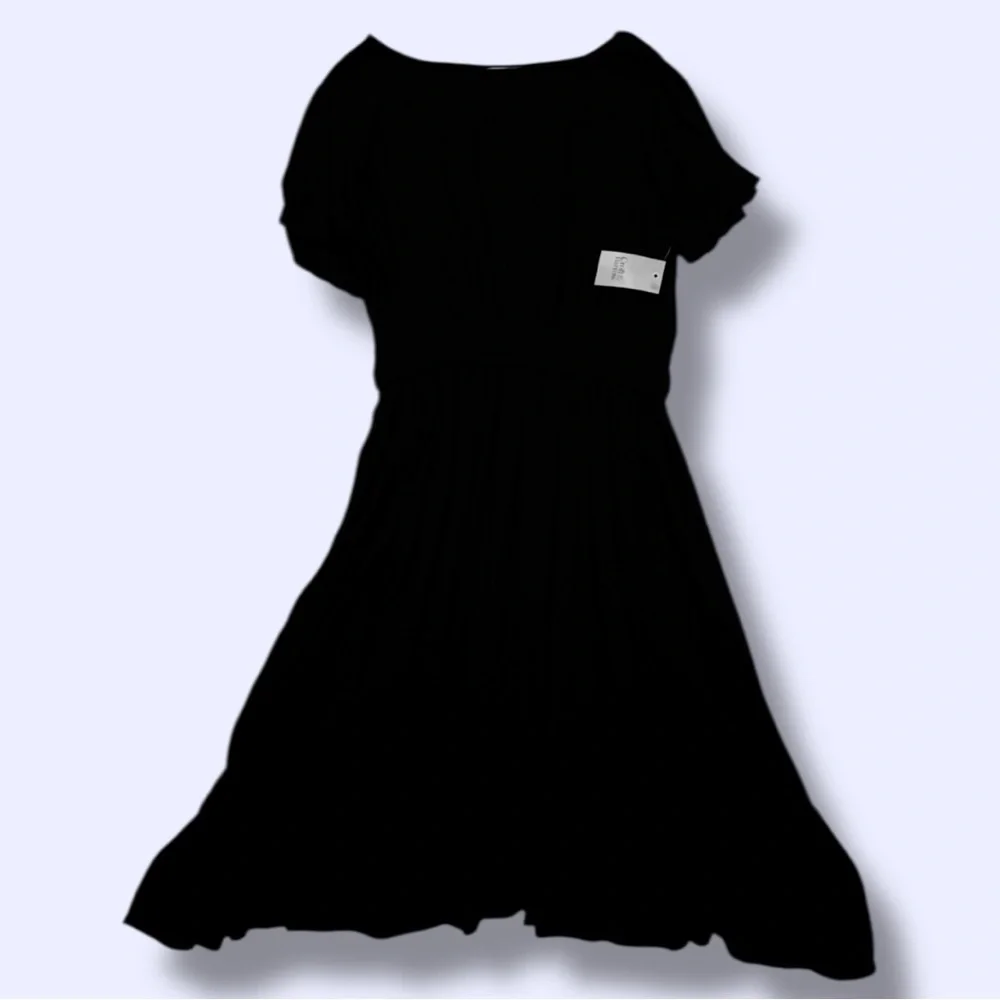 Croft & Barrow (Kohl’s) NWT Dress Mineral Black Flutter Sleeve Midi Women’s L